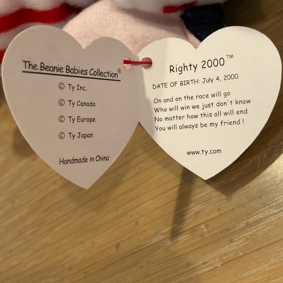 NWT Vintage “Righty 2000” Beanie Baby.Date of birth 7/4/2000. Plastic tag holder - Picture 16 of 16